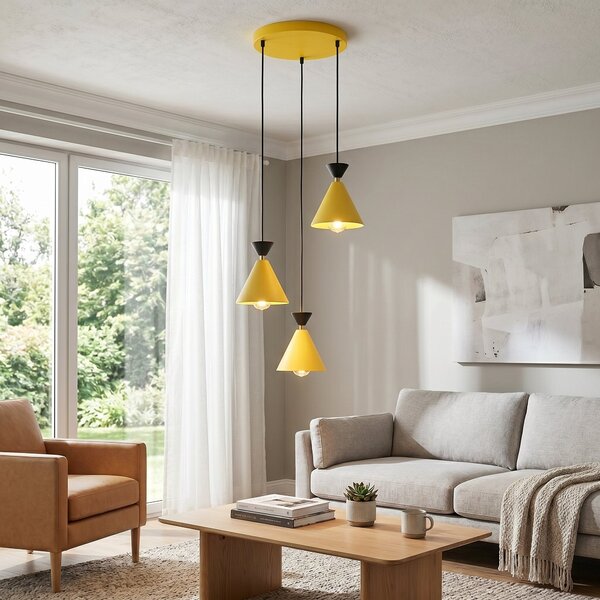 Závěsné svítidlo KLEVER 3 PREM – oranžové / černé, 3× E14, šířka 40 cm
