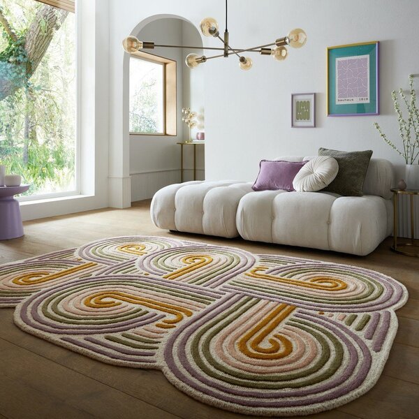 Zelený ručně tkaný vlněný koberec 140x200 cm Spiral Shaped – Flair Rugs