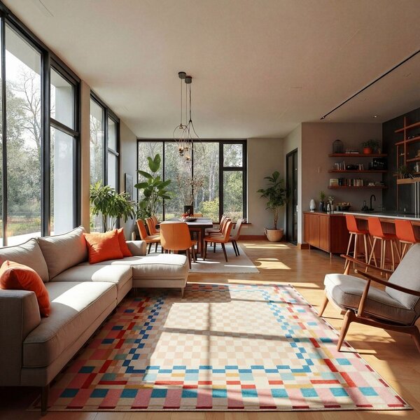 Koberec s příměsí vlny 180x230 cm Checkered Border – Flair Rugs