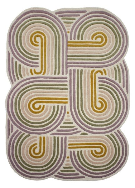 Zelený ručně tkaný vlněný koberec 140x200 cm Spiral Shaped – Flair Rugs