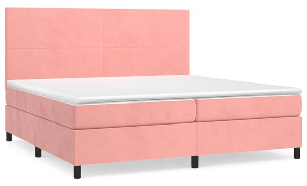 Box spring postel s matrací růžová 200x200 cm samet 3142928