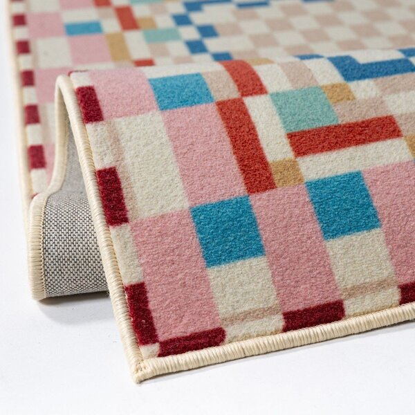 Běhoun s příměsí vlny 80x300 cm Checkered Border – Flair Rugs