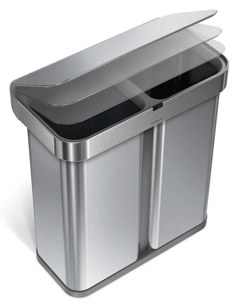 Simplehuman bezdotykový koš s hlasovým ovládáním, tříděný odpad, 58L, nerez ocel, ST2036