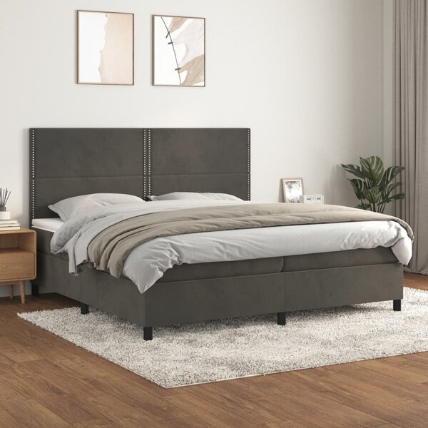 Box spring postel s matrací tmavě šedá 200x200 cm samet 3142984