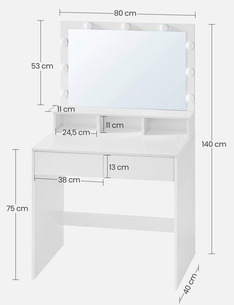 TOALETNÍ STOLEK, bílá, 80/40/140 cm Boxxx - Online Only toaletní stolky, Online Only