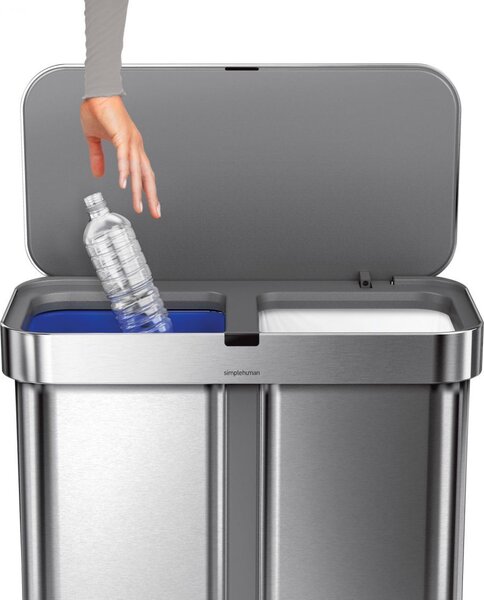 Simplehuman bezdotykový koš s hlasovým ovládáním, tříděný odpad, 58L, nerez ocel, ST2036