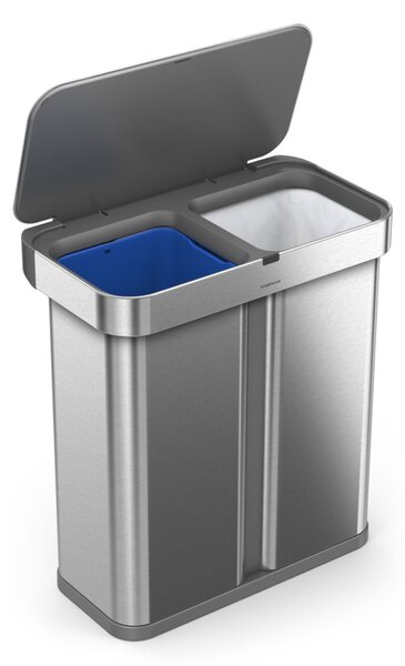 Simplehuman bezdotykový koš s hlasovým ovládáním, tříděný odpad, 58L, nerez ocel, ST2036
