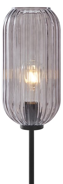 Stojací lampa v art deco stylu černá s kouřovým sklem - Rid