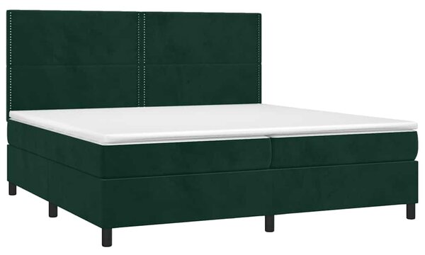 Box spring postel s matrací tmavě zelená 200x200 cm samet 3142986