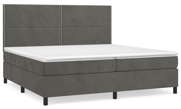 Box spring postel s matrací tmavě šedá 200x200 cm samet 3142984