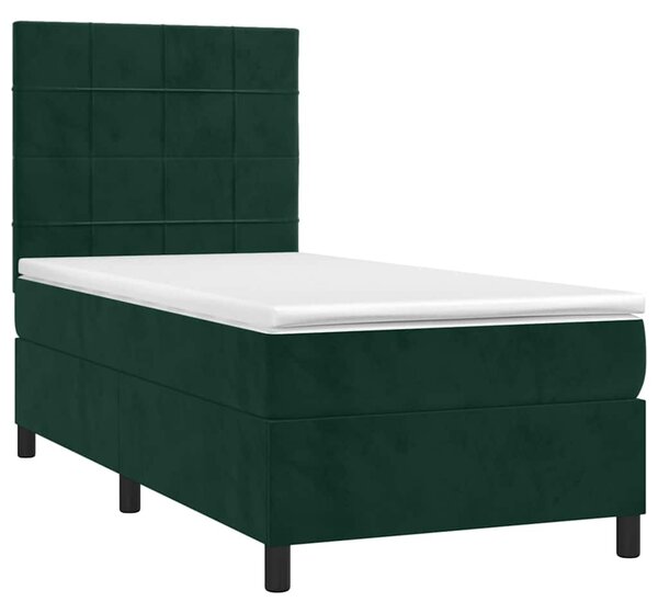 Box spring postel s matrací tmavě zelená 90x200 cm samet 3143004