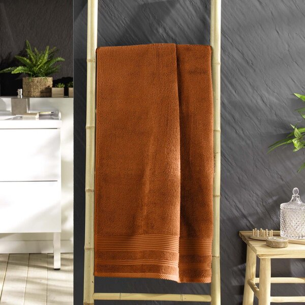 Froté bavlněná osuška v terakotové barvě 70x130 cm Tendresse – douceur d'intérieur
