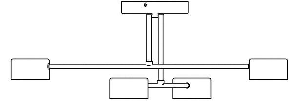 Stropní svítidlo HALO 4 – černé, 4× GX53, šířka 60 cm