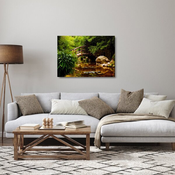 Skleněný obraz - Most přes říčku (70x50 cm)