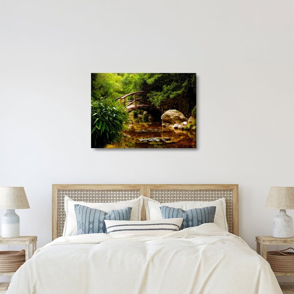 Skleněný obraz - Most přes říčku (70x50 cm)