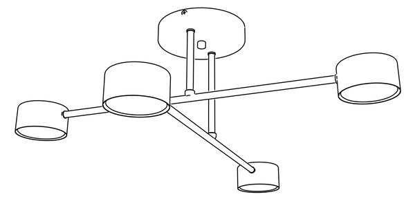Stropní svítidlo HALO 4 – černé, 4× GX53, šířka 60 cm
