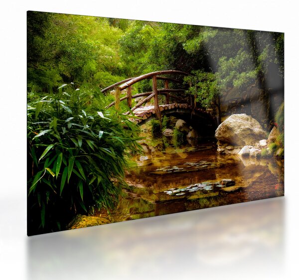 Skleněný obraz - Most přes říčku (70x50 cm)