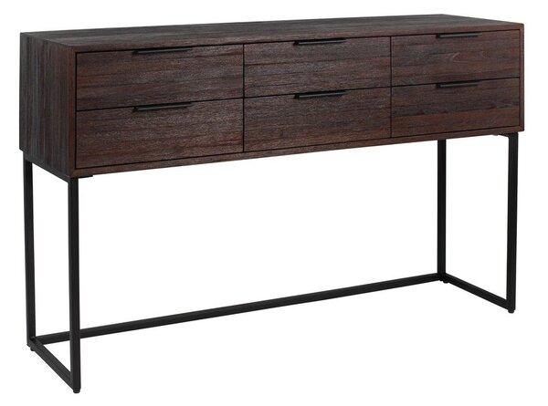 Tmavě hnědý konzolový stolek z teakového dřeva 35x135 cm Webster – White Label