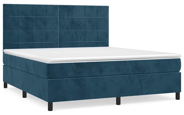 Box spring postel s matrací tmavě modrá 160x200 cm samet 3143035