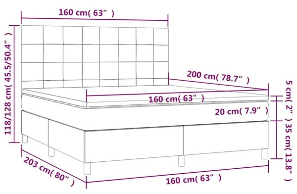 Box spring postel s matrací tmavě modrá 160x200 cm samet 3143035