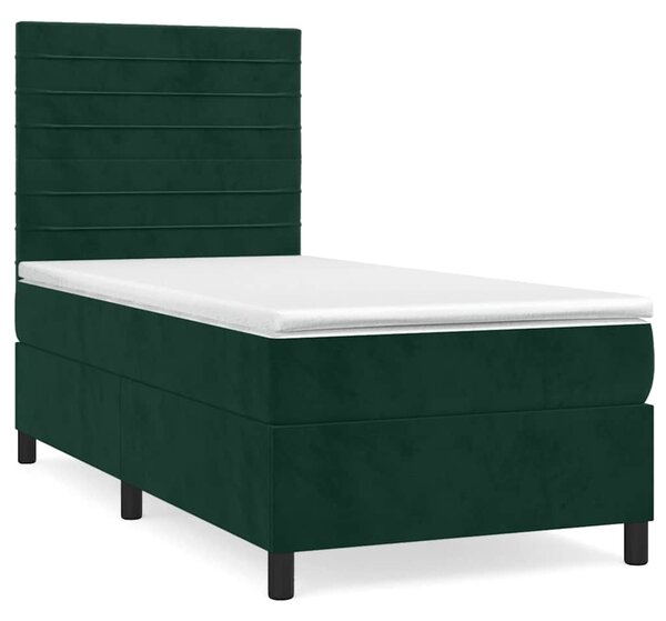 Box spring postel s matrací tmavě zelená 80 x 200 cm samet 3143052