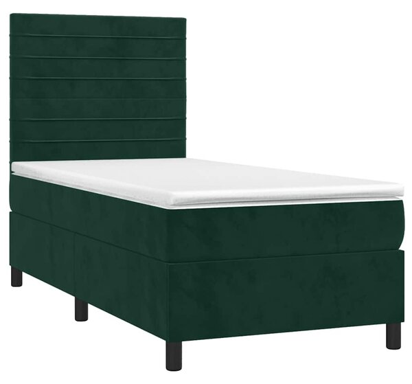 Box spring postel s matrací tmavě zelená 80 x 200 cm samet 3143052