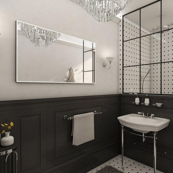 Nimco Černé LED zrcadlo 55W, 120x70 cm se dvěma dotykovými senzory