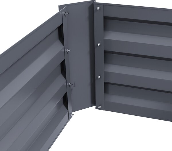 Outsunny Sada 2 čtvercových vyvýšených záhonů 100L x 50W x 30H cm - Šedá vlnitá ocel | Aosom