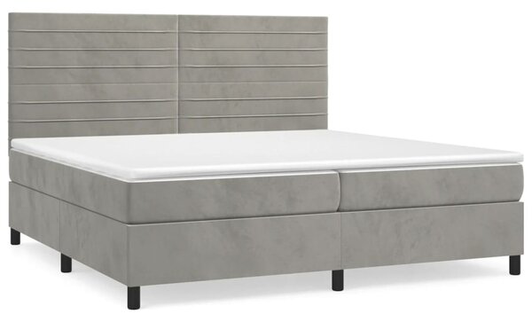 Box spring postel s matrací světle šedá 200x200 cm samet 3143103
