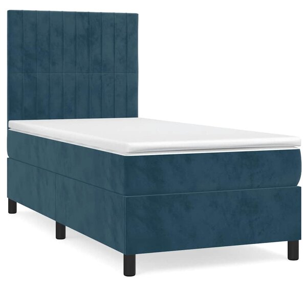 Box spring postel s matrací tmavě modrá 90x190 cm samet 3143119
