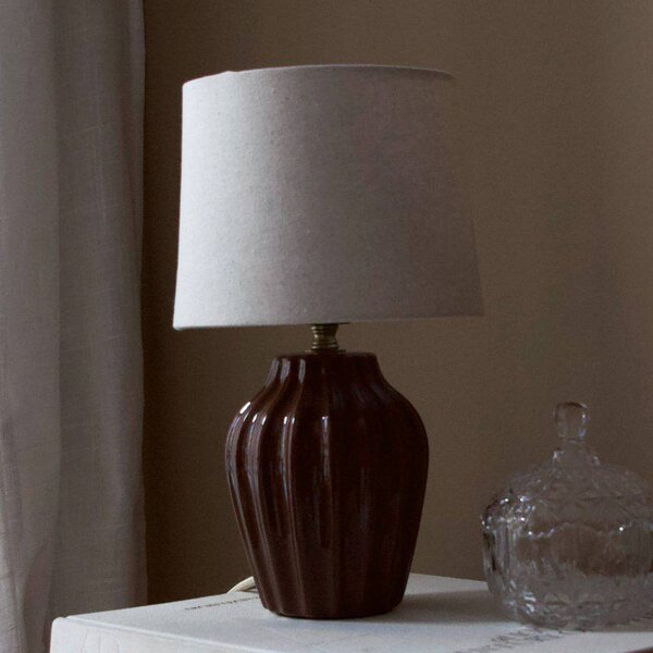 PR Home Stolní lampa Lyon, hnědá/béžová, výška 32 cm, keramika/plátno, Hnědá / rez, Chodba, Keramika, Skandinávský, stojací lampa