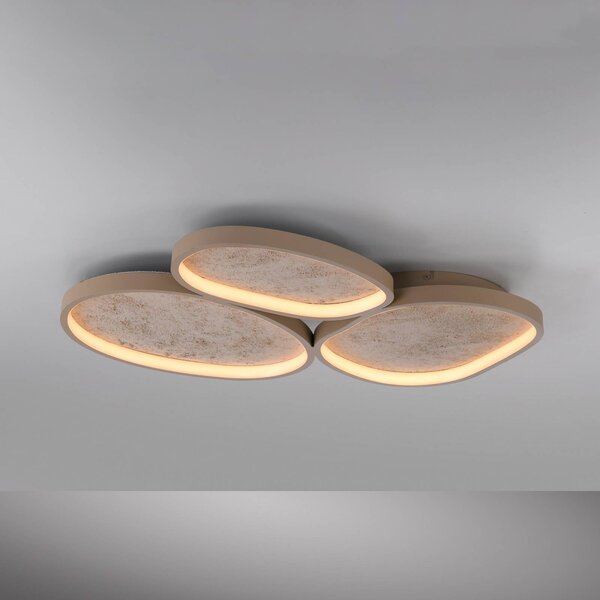 JUST LIGHT. GmbH LED stropní svítidlo Moonbraker 3, pískově béžové, 3 000 K, stmívatelné, stmívatelný, Hnědá / rez, Obývací pokoj / jídelna, Hliník, Moderní