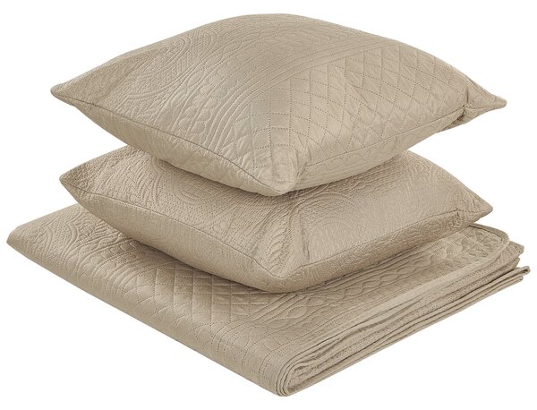 Přikrývka na postel s polštáři SHUSH 140 x 210 cm Taupe
