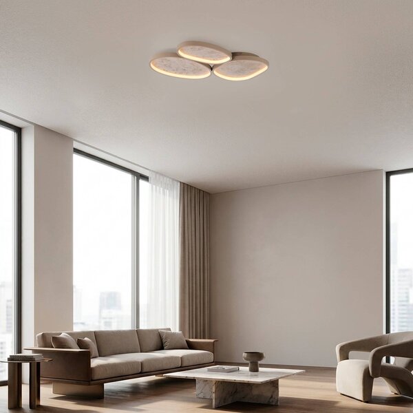 JUST LIGHT. GmbH LED stropní svítidlo Moonbraker 3, pískově béžové, 3 000 K, stmívatelné, stmívatelný, Hnědá / rez, Obývací pokoj / jídelna, Hliník, Moderní
