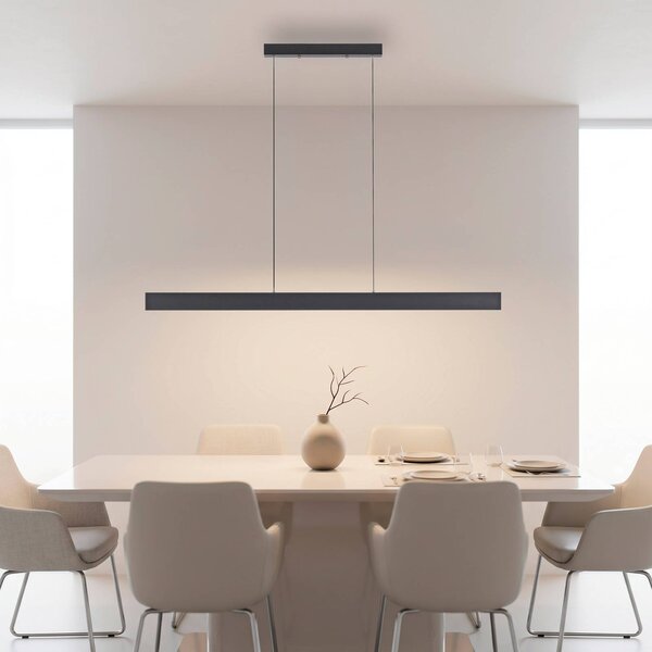 JUST LIGHT. GmbH LED závěsné světlo Adina, černé, kov, 3 000 K, směřující nahoru/dolů, Černá, Obývací pokoj / jídelna, Hliník, Moderní
