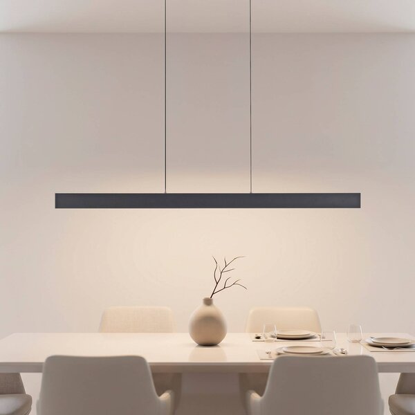 JUST LIGHT. GmbH LED závěsné světlo Adina, černé, kov, 3 000 K, směřující nahoru/dolů, Černá, Obývací pokoj / jídelna, Hliník, Moderní