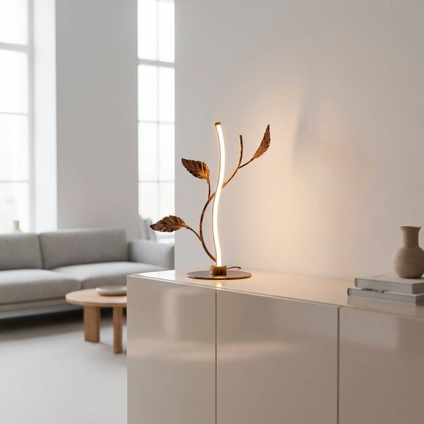 JUST LIGHT. GmbH LED stolní lampa Aurelia, rezavě hnědá, kov, 2 700 K, stmívač, stmívatelný, Hnědá / rez, Obývací pokoj / jídelna, kov, Florentinský