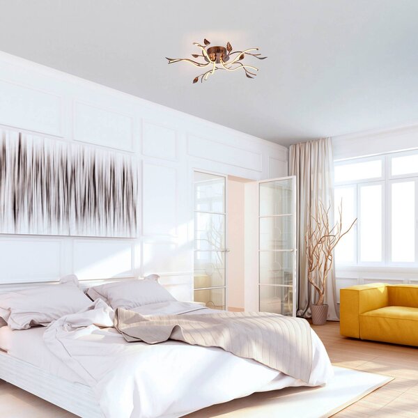 JUST LIGHT. GmbH LED stropní svítidlo Aurelia, rezavě hnědé, kovové, 2 700 K, stmívatelné, stmívatelný, Hnědá / rez, Obývací pokoj / jídelna, kov, Florentinský