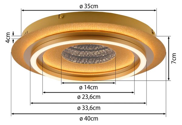 JUST LIGHT. GmbH LED stropní svítidlo Cichio, matná zlatá barva, železo, 3 000 K, Mosaz / zlato, Obývací pokoj / jídelna, kov, Moderní