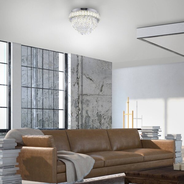 JUST LIGHT. GmbH LED stropní svítidlo Kulunka, chrom/čiré, železo/sklo, 4 000 K, Chrom / stříbro, Obývací pokoj / jídelna, Nerezová ocel