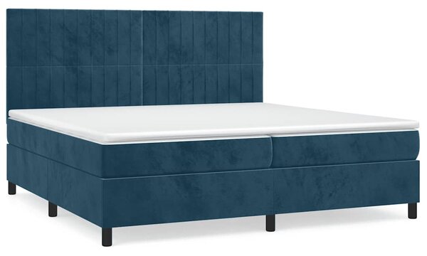 Box spring postel s matrací tmavě modrá 200x200 cm samet 3143167