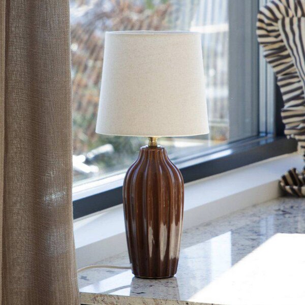 PR Home Stolní lampa Lyon, hnědá/béžová, výška 39 cm, keramika/plátno, Hnědá / rez, Chodba, Keramika, Skandinávský, stojací lampa
