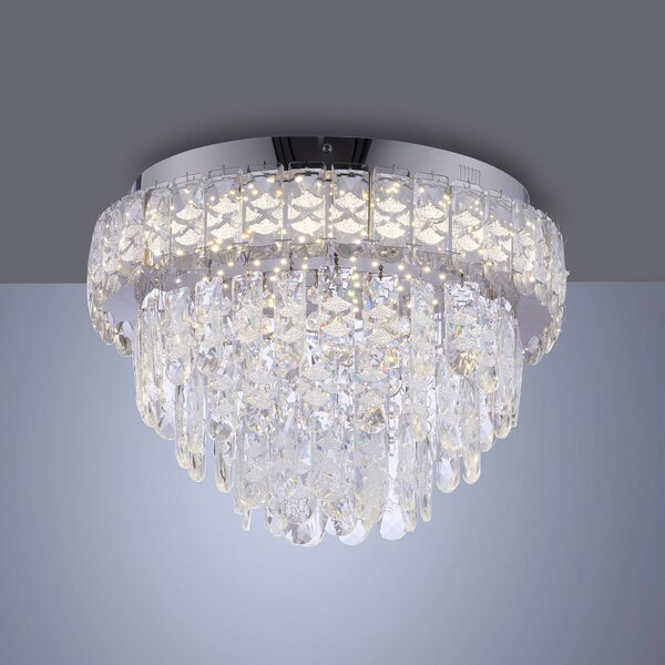 JUST LIGHT. GmbH LED stropní svítidlo Kulunka, chrom/čiré, železo/sklo, 4 000 K, Chrom / stříbro, Obývací pokoj / jídelna, Nerezová ocel