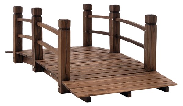 Dřevěný most Outsunny s zábradlím pro rybník, nosnost 181 kg, dekorativní most pro terasu 152,5x67x48 cm, charred wood | Aosom