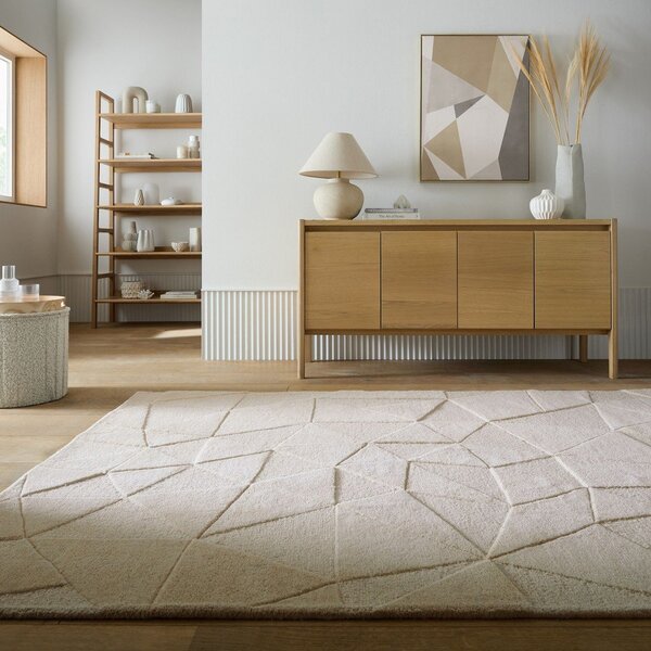 Béžový ručně tkaný vlněný koberec 120x170 cm Shard – Flair Rugs