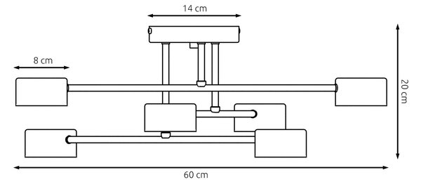 Stropní svítidlo HALO 6 – černé, 6× GX53, šířka 60 cm