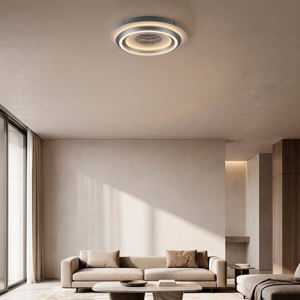 JUST LIGHT. GmbH LED stropní svítidlo Cichio, stříbrná barva, železo, 3 000 K, Hliník / šedá / zinek, Obývací pokoj / jídelna, kov, Moderní