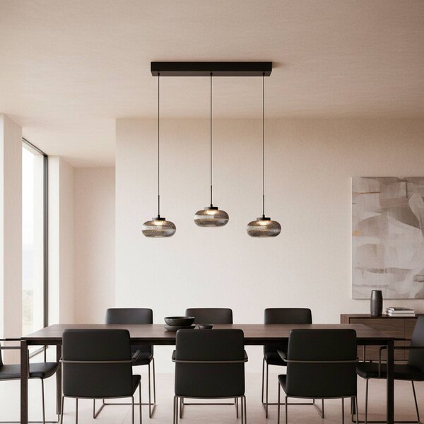 JUST LIGHT. GmbH LED závěsné světlo Noctis, 3 žárovky, kouřově šedá, sklo, stmívatelné, 000 K, stmívatelný, Hliník / šedá / zinek, Obývací pokoj / jídelna, Sklo, Moderní