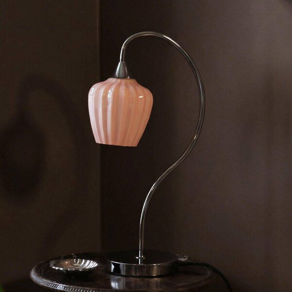PR Home Stolní lampa Amalfi, meruňková/chrom, výška 51 cm, sklo, E14, Chrom / stříbro, Chodba, kov, Skandinávský, stojací lampa