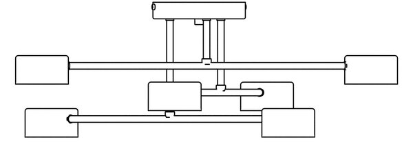 Stropní svítidlo HALO 6 – černé, 6× GX53, šířka 60 cm